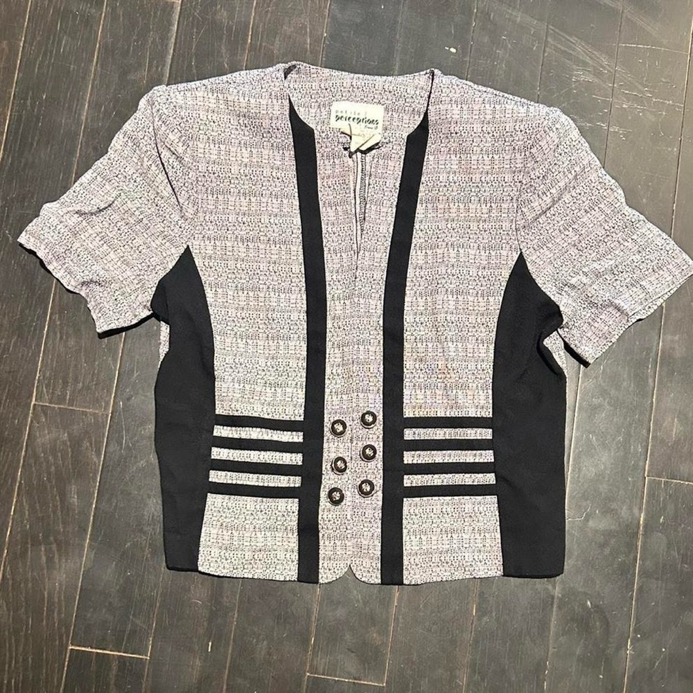 Petite Perceptions Black and Gray Blazer